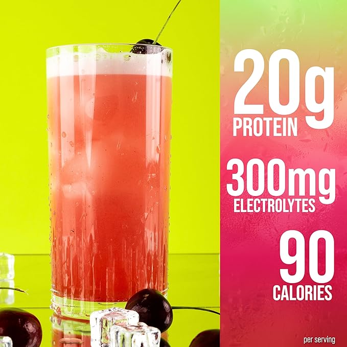Rule 1 Clear Whey Isolate - 20g All-whey Isolate Protein, Over 9g EAAs, 300mg of Electrolyte Minerals, 90 Calories, Light, Crisp, and Refreshing Taste (27 Servings, Cherry Limeade)