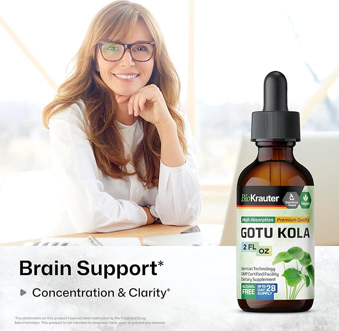 BIO KRAUTER Gotu Kola Tincture - Centella Asiatica Extract - Alcohol and Sugar Free Gotu Kola Extract - Vegan Drops 2 Fl.Oz.