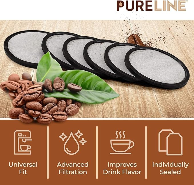 Pure Line Replacment for Mr. Coffee Water Filter Charcoal Disks. Universal Fit for Mr. Coffee Machines. (12 Pack)