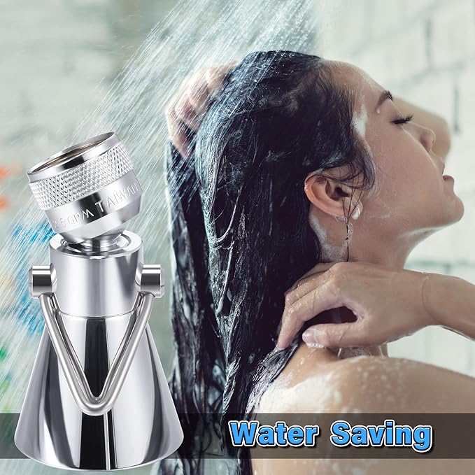 Enhon 2 Setting Pivoting Single Spray Shower Head with Shut Off Valve, Replacement for 52650-PK Compatible with Delta Shower, 2.5 GPM Brass Water Saving Shower Head 1 5/8" Diameter Spray Face(2 Pack)