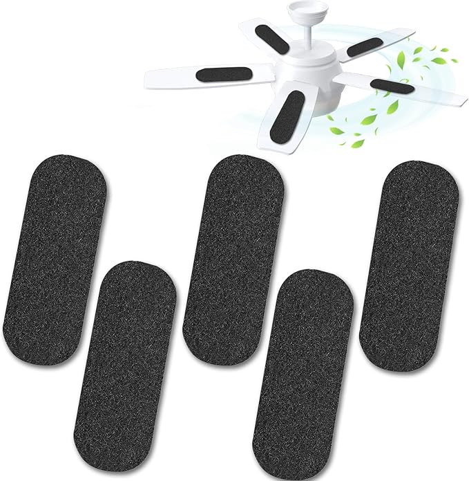 JUIN Ceiling Fan Filters for Blades: 5PCS Activated Coconut Shell Carbon Filters Universal Unscented Ceiling Fan Air Purifiers Easy-Stick Ceiling Fan Air Filters for Common Household Contaminants