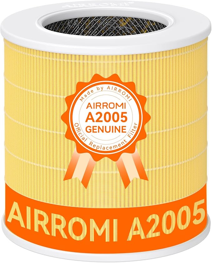 AIRROMI A2005 HEPA Air Purifier Replacement Filter, 3-In-1 Original Filter, Remove 99.97% of 0.3 Micron Particle 1 Pack (Yellow)