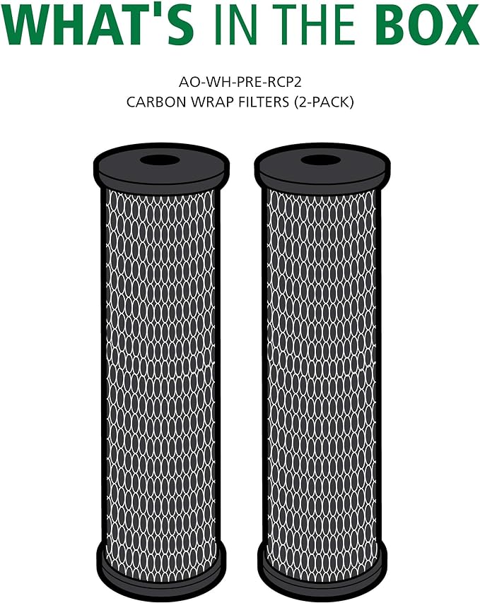 AO Smith 2.5"x10" 5 Micron Carbon Wrap Sediment Water Filter Replacement Cartridge - 2 Pack - For Whole House Filtration Systems - AO-WH-PRE-RCP2