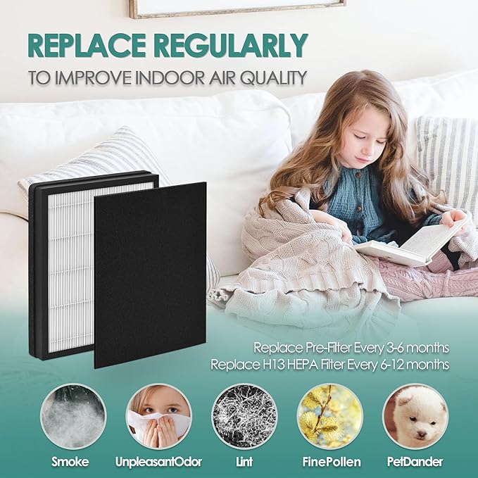 Idylis Air Purifier Replacement Filter A for Filtrete FAP-C01-A and Idylis AC-2119, IAP-10-100, IAP-10-150, IAPC-40-140 Air Purifiers - IAF-H-100A Size A, 4 H13 HEPA & 8 Carbon Pre-filter