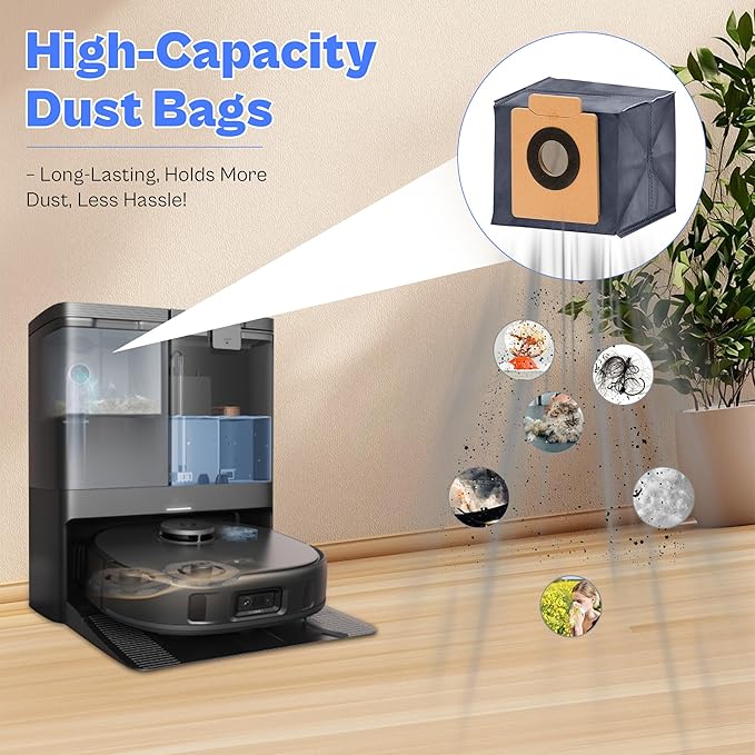 21 Pack X10 Pro omni Replacement Parts compatible with Eufy X10 Pro Omni Robot Vacuum Accessories, 1 Main Roller Brush, 6 Dust-Bags, 4 Side Brushes, 4 Mop Pad, 1 Cleaning Brush, 4 Filters LUXRILIX