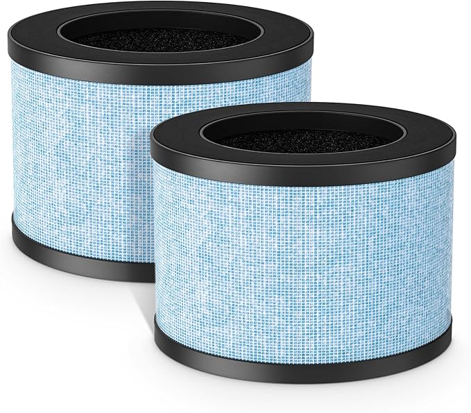 Fil-fresh 2-Pack MK01 & MK06 Air Purifier Filter Replacement for AROEVE MK01 & MK06, ToLife TZ-K1, Kloudi DH-JH01 Air Purifier, 4-IN-1 H13 True HEPA & Activated Carbon Filter, Blue