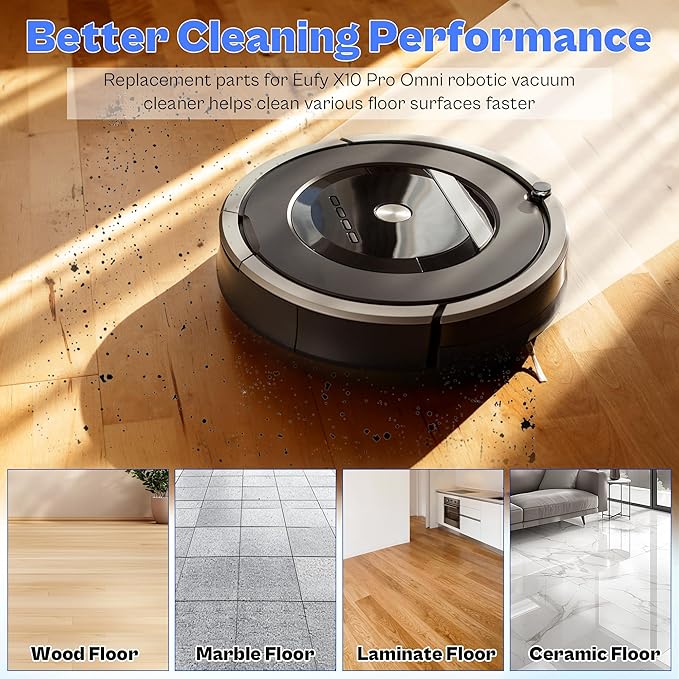 X10 Pro Omni Accessories fit for Eufy X10 Pro Omni Robot Vacuum, include 6 Dust-Bags, 4 Side Brushes, 4 Mop Pads, 2 Main Roller Brushes, 4 Filters, 1 Cleaning Brush LUXRILIX