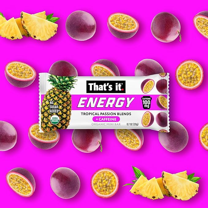 That's it. Tropical Passion Energy Mini Bars | 100mg Natural Caffeine |Pineapple Passionfruit| Allergy-Friendly, Nut Free, Organic, Non-GMO, Gluten-Free Snacks | 15 Count