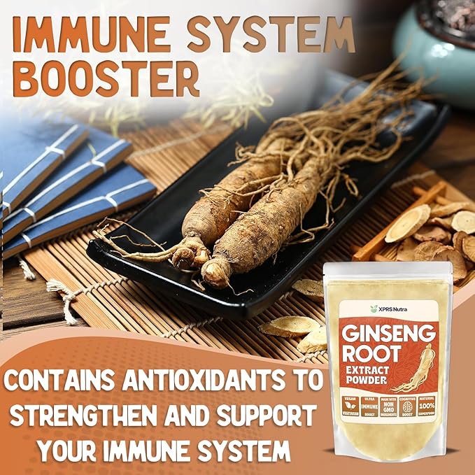 XPRS Nutra Ginseng Root Extract Powder - Ginseng Powder Supports Cognitive Function, Physical Performance, and Immune System - Vegan Friendly Panax Ginseng in Powder Form (4 Ounce)