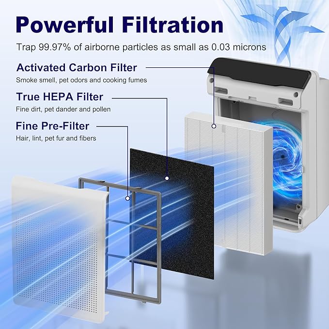 2 Pack 115115 HEPA Replacement Filter A for Winix PlasmaWave Air Purifier C535 5300 5300-2 5500 5500-2 6300 6300-2 P300 AM90 9000 5000 5000B C909 9800, H13 True HEPA Size 21 Filter