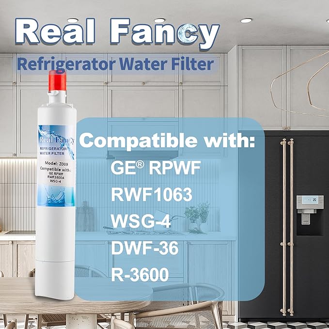 Water Filter Replacement for GE® RPWF (Without CHIP) Refrigerator Water Filter, Compatible with RWF1063, RWF3600A, WDS-RPWF, WSG-4, DWF-36, R-3600, AQF-RPWF, MPF15350, 2 Pack