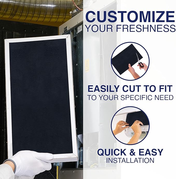 Cut To Fit Air Filter - Carbon Pad Pre Filter for Air Purifiers, AC, Furnace, Trash Cans and Dust, 1/6" thick, 16" x 48" Sheets (2-pack)
