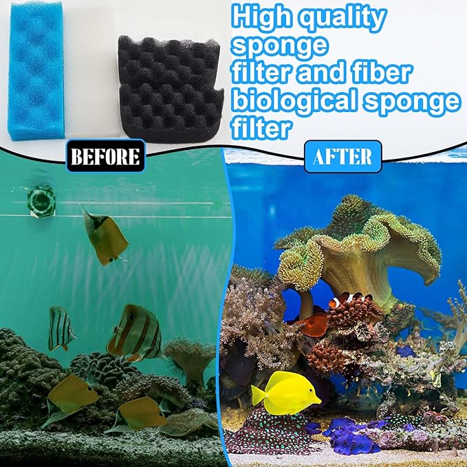 18 Pcs Aquarium Filters Bio Sponge Sets Compatible with Fluval 206/207 Aquarium Filters Including Blue White Black Biological Sponge Foam for Replacement Filter Media Kit