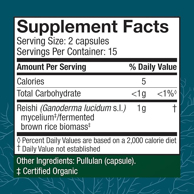 Host Defense Reishi Capsules - Heart & Immune Health Support Supplement - Mushroom Supplement to Support Energy & Vitality - Reishi Supplement to Aid Overall Well-Being - 30 Capsules (15 Servings)*