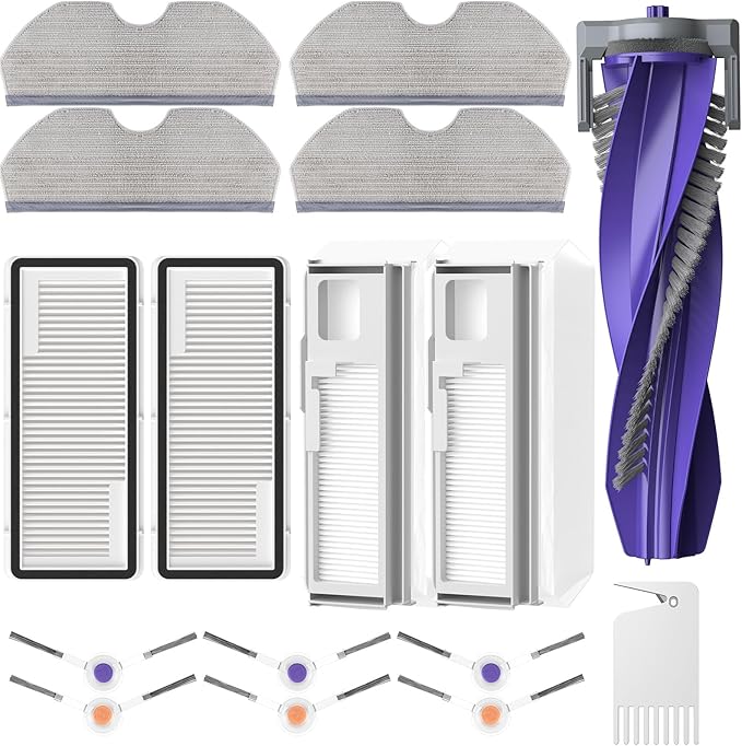 Replacement Parts Accessories Compatible with Narwal Freo X Plus/Freo X Ultra Vacuum Cleaner 1 Roller Brush & Cleaning Brush,2 HEPA Fil-ters, 2 Dust Bags, 4 Mop Pads, 6 Side Brushes, 16 Pack