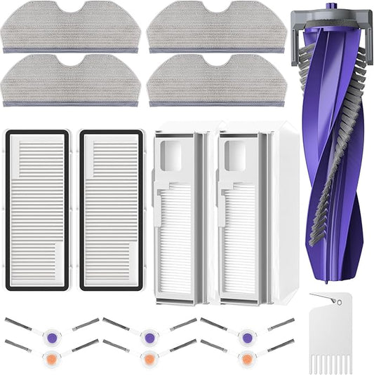 Replacement Parts Accessories Compatible with Narwal Freo X Plus/Freo X Ultra Vacuum Cleaner 1 Roller Brush & Cleaning Brush,2 HEPA Fil-ters, 2 Dust Bags, 4 Mop Pads, 6 Side Brushes, 16 Pack