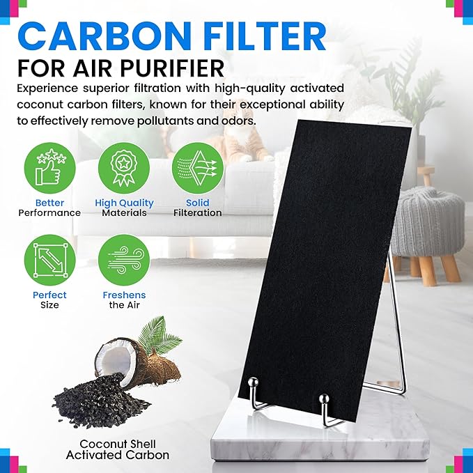 Bagean Activated Carbon Pre Filter 9.5" x 4.1" Compatible with Bionaire & Holmes AER1 Filter Replacement - Fits AER 1 Holmes Air Purifier Filters - Removes Odors and Freshen the Air (8-Pack)