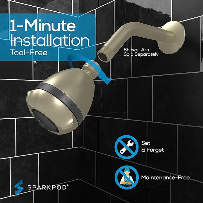 SparkPod 3-Inch Extreme High Pressure Shower Heads - Pressure Boosting with Rain, Massage & Pulsating Mode, Powerful Water-Saving Showerhead - 2.5 GPM Fixed Shower Head (Elegant Brushed Nickel)