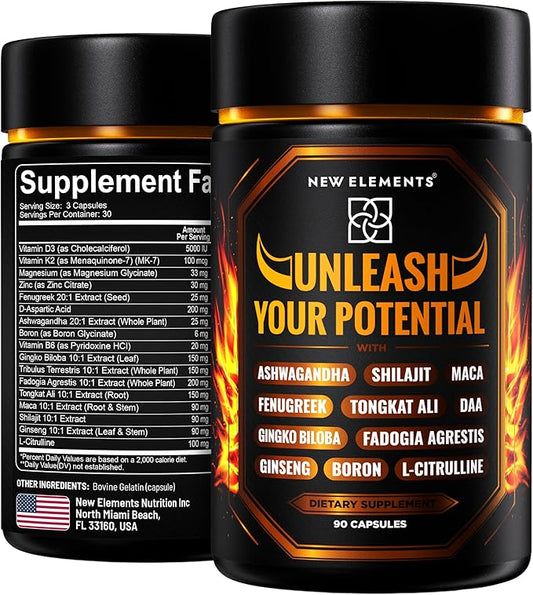 Natural Testosterone Booster Supplement for Men – Test Booster with Tongkat Ali, Fadogia Agrestis, Shilajit, Ashwagandha, Ginseng, Tribulus, Boron, DAA, L-Citrulline, D3 K2, Zinc & Magnesium