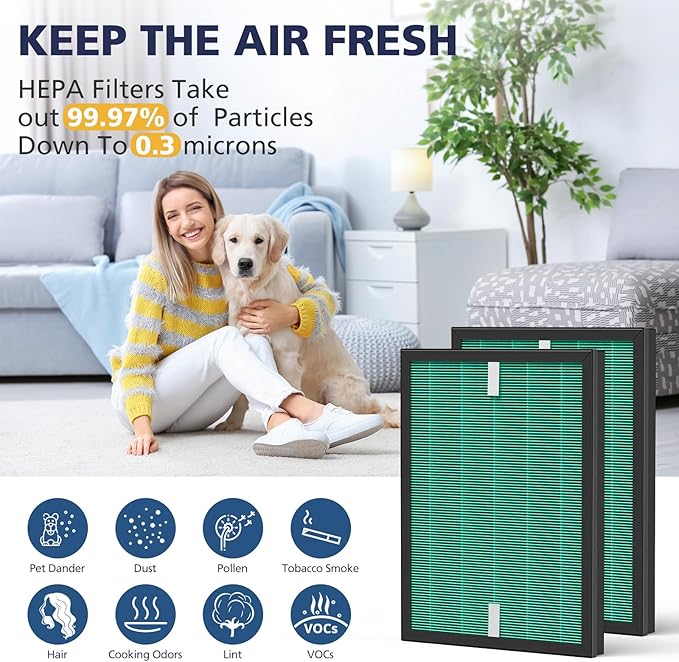 2 Sets 150 Filter Replacement for Coway Airmega 150 Air Purifier, 2 Green HEPA and 8 Active Carbon Filter, AP-1019C-FP