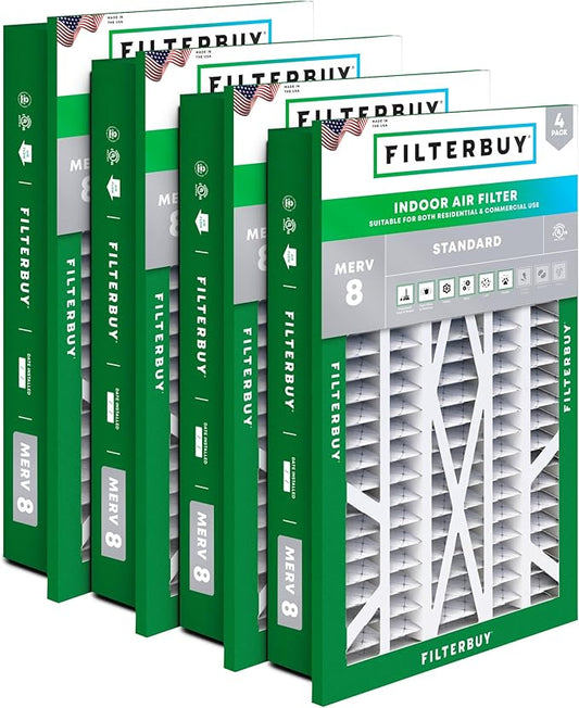 Filterbuy 20x30x5 Air Filter MERV 8 (MPR 700) Dust Defense Replacement (4-Pack), Pleated HVAC AC Furnace Filters for Honeywell Return Grille (Actual Size: 18.38 x 28.63 x 3.69)
