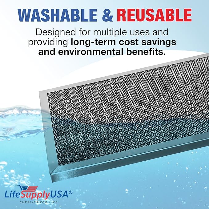 12x24x1 Electrostatic Air Filter, MERV 8, Washable, Reusable Furnace AC/HVAC Filter, Energy Saving, Easy to Clean, Long-Lasting by LifeSupplyUSA