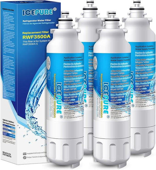 ICEPURE ADQ73613401 Refrigerator Water Filter Replacement for LG LT800P,ADQ73613401, ADQ73613403, ADQ73613402, LSXS26326S, LMXC23746S Kenmore 9490 4PACK