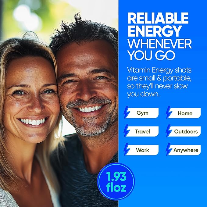 Vitamin Energy Immune+ Extra Strength Energy Shot Blue Raspberry 48 Pack, 260mg Natural Caffeine, B-Vitamins, Citicoline, Green Tea, Immunity & Focus Support, Zero Sugar, Gluten-Free 1.93 fl oz