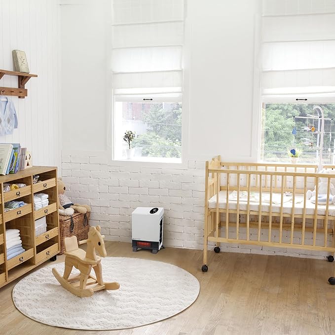 Heat Storm Wave Floor to Wall Infrared Space Heater with Attachable Feet, Remote Control, Built in Thermostat, 500-1000 Watts, 13x4x17 in, With Feet