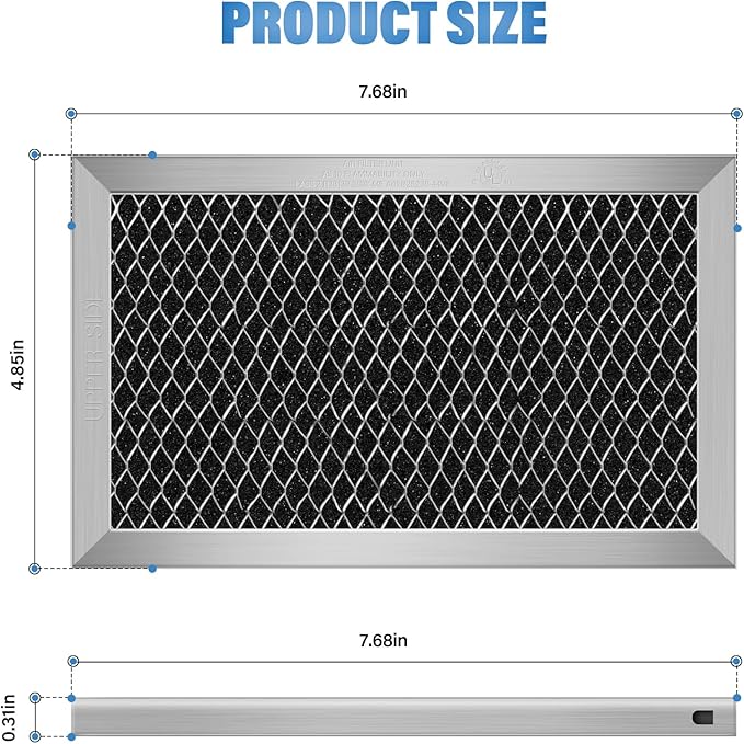 2Pcs Microwave Charcoal Filter Replacement for GE JX81C WB02X10776, Microwave Filter Replacement 7.68" x 4.85" Air Carbon Filter
