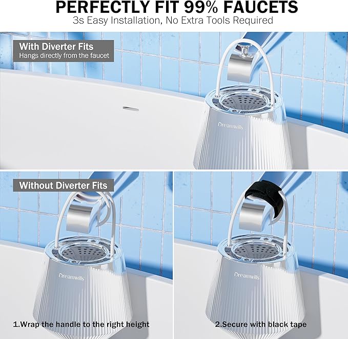 Outlet Dreamwills TF100 Bath Filter For Tub -Certified 15-Stages Bathtub Water Filter, Reduce 99% Heavy Metal, Hard Water Softener For Sensitive Skin, Body,Hair, BPA-Free|2500 Gallons, Silver