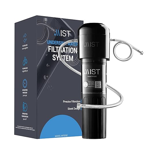 Mist Under Sink Water Filter, 20,000 Gallon, Reduces PFAS, PFOA/PFOS, Lead, Chlorine, Bad Taste & Odor, Under Counter Water Filter System, Direct Connect to Kitchen Faucet, NSF/ANSI 42 Certified
