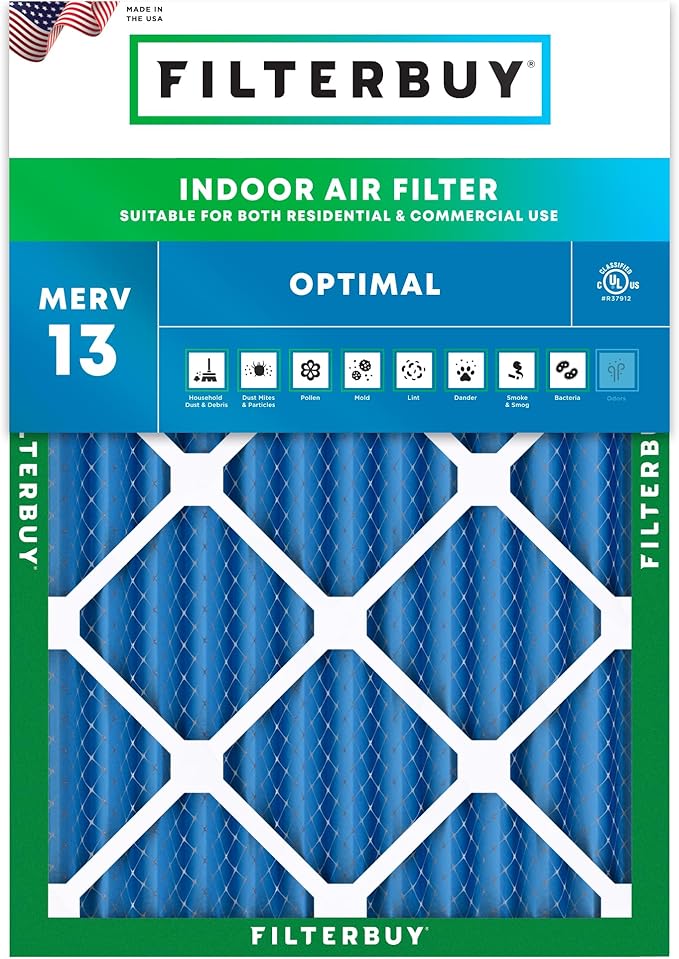 Filterbuy 21x23x2 Air Filter MERV 13 (MPR 1900) Health Defense Replacement (1-Pack), Electrostatic Pleated HVAC AC Furnace Filters, Made in USA (Actual Size: 21.00 x 23.00 x 1.75)