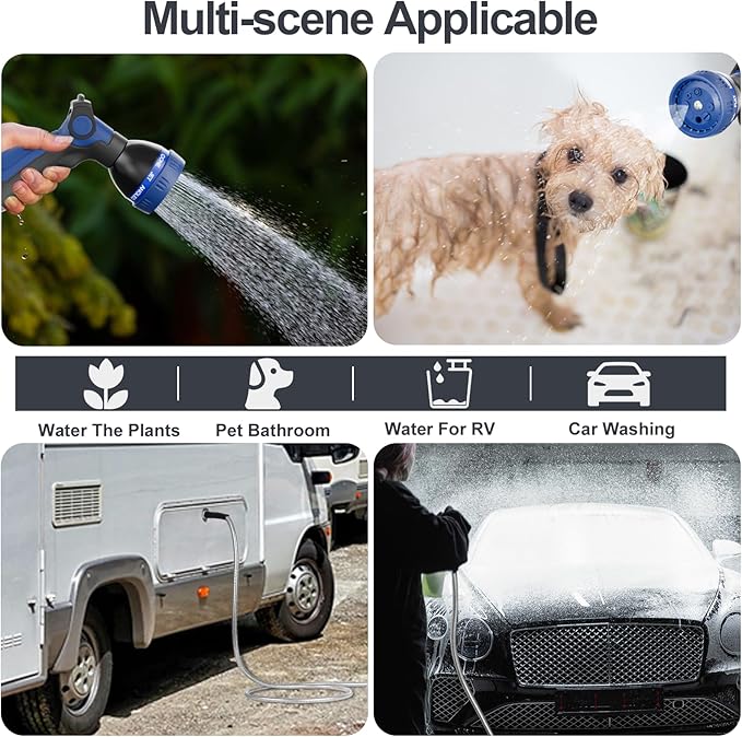 100ft 304 Stainless Steel Garden Hose Metal, Heavy Duty Water Pipe with Nozzles for Yard, Outdoor - Flexible, Never Kink & Tangle, Puncture Resistant (Sliver)