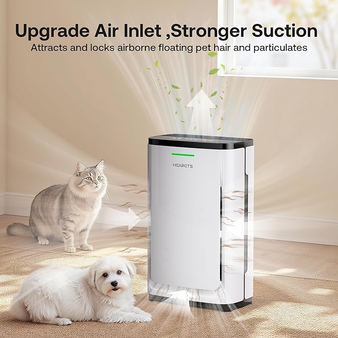 Large Air Purifier for Cat Dog Hair, Pet Air Purifiers for Dorm Room Bedroom Home up to 3000 sq ft, Strong Adsorb Floating Hair, Anion Carbon HEPA 7-Stage Filter, Zero Ozone, Air Cleaner for Pet Odor