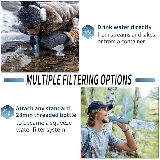 4 Pack Water Filter Straw, Portable Personal Water Filtration System, Water Purifier Survival, Emergency Preparedness for Camping Hiking Drinking Travel Hunting and Family Outing