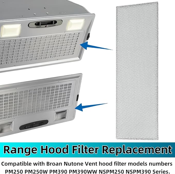3 Pack S99010370 Range Hood Filter Replacement for Broan PM250, PM390, B08087922, AP5950107, SB08087661, 99010370, 2002603, Aluminum Grease Filter