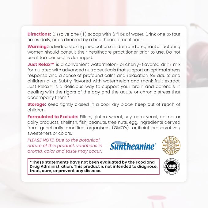 Pure Therapro Rx Just Relax Cherry - 60 Servings | Supports Relaxed Mood & Healthy Blood Pressure | Myo-inositol, Di-Magnesium Malate, GABA, Taurine, & L-Theanine