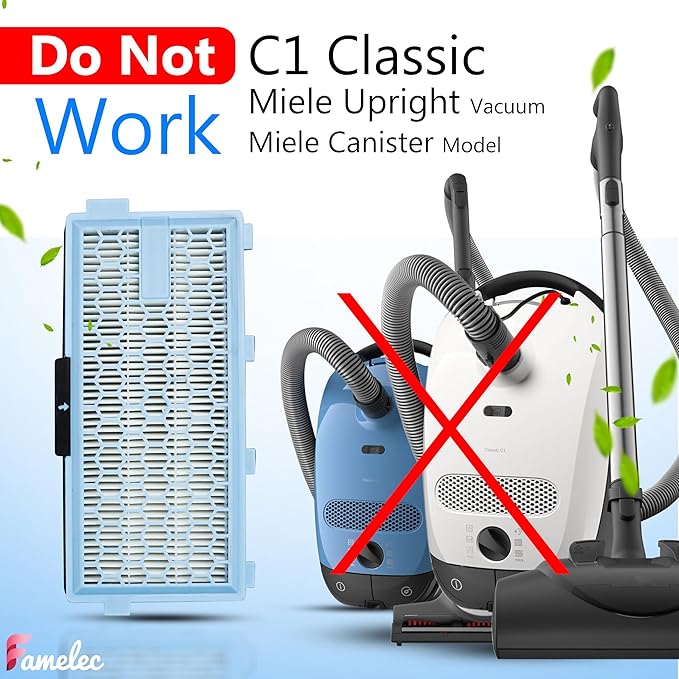 4 Pack for Miele Hepa Airclean 50 Filter, Compatible with Miele Hepa Filter SF-HA 50 Models S4, S5, S6, S8, S8000, S6999 Fits for C2 Compact, for C3, C2 Complete, Filter for Vacuum Cleaner