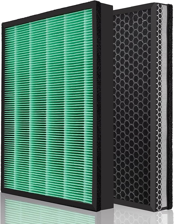 for Coway Airmega 400 400s Max2 True Filter Replacement Set Compatible with Smart Technology App-Enabled Alexa Green and Active Carbon AP-2015-FP Part to 3111737 Filters (2 Pack)