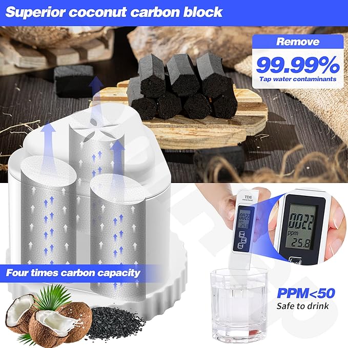 2Pack Replacement Filter for EPIC Water Filter Pitcher, Water Filter Pitcher Compatible with Aquagear Seychelle, BPA Free. Removes Fluoride, Chlorine, Lead, Odors