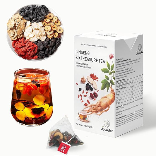 Ginseng Six Treasure Tea Kidney Tea, Ginseng Five Treasures Natural Chinese Traditional Herbal Organic Kidney Cleanse Detox & Repair for Men Women(1 Box/15 Bags)