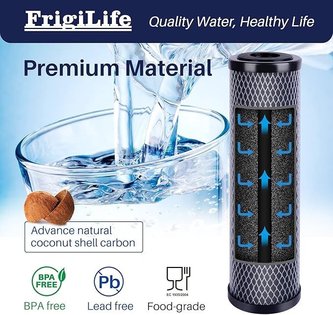 1 Micron 10" x 2.5" Whole House CTO Carbon Sedimen Water Filter Compatible DuPont WFPFC8002, WFPFC9001, SCWH-5, WHCF-WHWC, FXWTC, RO Unit for Under Sink & Countertop Filtration System,4Pack