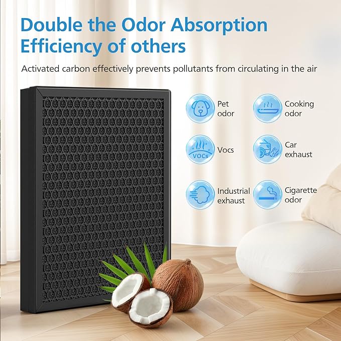 AP303/AP304 Replacement Filter Compatible with DAYETTE ＆ FRESHDEW Air Purifier AP303/AP304, 3-in-1 Filtration System Replacement Filters with Activated Carbon for Home Room, 2 Pack (Wildfire Filter)
