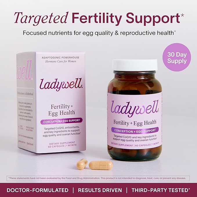 Fertility + Egg Health | Fertility Booster | Ovarian Health, Egg Quality, Ovulation & Healthy Conception Support | CoQ10, Folate + Key Ingredients | Science-Backed Women’s Supplement, 60 Ct
