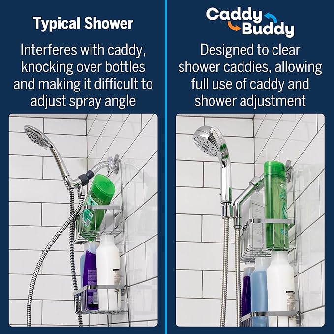 Waterpik Caddy Buddy Pivoting Hand Held Shower Head With 5-Foot Hose, 5-Mode with High Pressure Sprays, Chrome, PHO-553ME