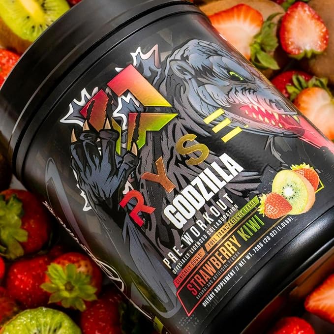 RYSE Godzilla X Noel Deyzel Pre Workout Powder - Strawberry Kiwi - 400mg Caffeine, High Stim Pre-Workout for Men & Women with Citrulline & Beta Alanine - Energy, Pump & Focus - 20/40 Servings