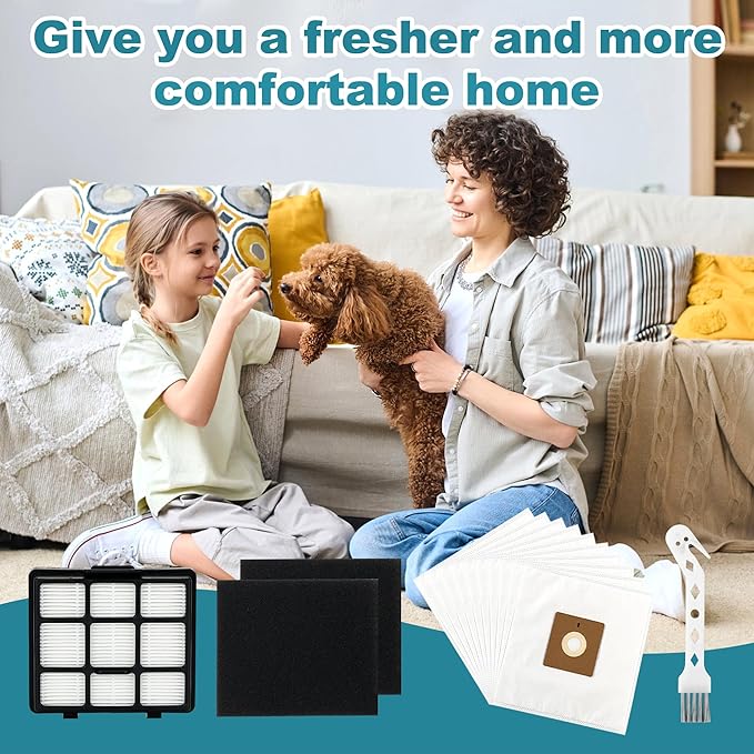 14 Pack NEN170 Replacement Parts Compatible with Eureka NEN170 bagged Canister Lightweight Vacuum Cleaner for Carpets and Floors, 10 Dust Bags, 2 Inlet Filter Sponge, 1 HEPA Filter, 1 Cleaning Brush