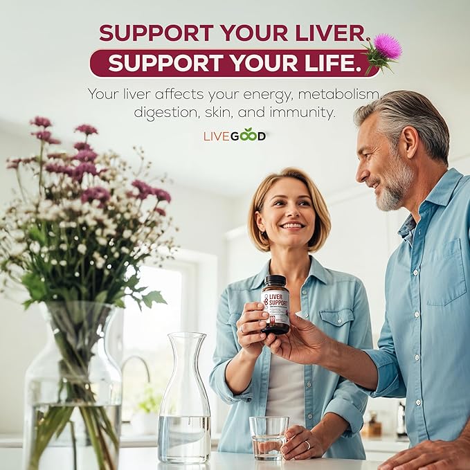 LIVEGOOD Liver Support Supplement for Liver Cleanse Detox, Milk Thistle and Dandelion Root, with Turmeric and Alpha Lipoic Acid for Overall Health (60 Count)