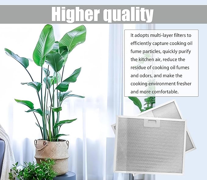 WB02X11011 Range Hood Grease Filter Compatible with GE JV636H1SS JV636H2SS JV536H1SS JV536H2SS JV535H1WW JV635H1BB JV635H2CC 14-1/2 x 11-5/8 Inches （2 Pack）